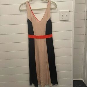 Boden Dress Size 4R Women's Louisa Colourblock sleeveless Cream Black Maxi Dress